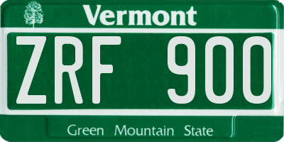 VT license plate ZRF900