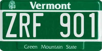 VT license plate ZRF901
