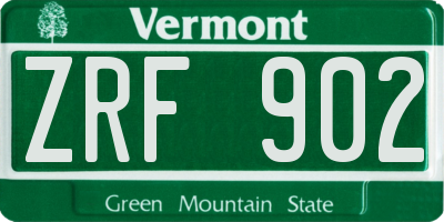 VT license plate ZRF902