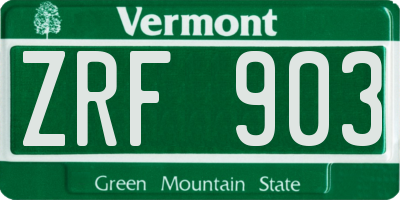 VT license plate ZRF903