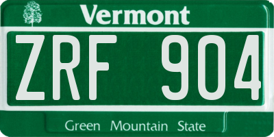 VT license plate ZRF904