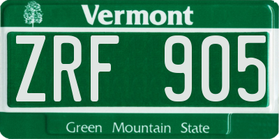 VT license plate ZRF905