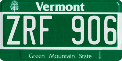 VT license plate ZRF906