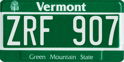 VT license plate ZRF907
