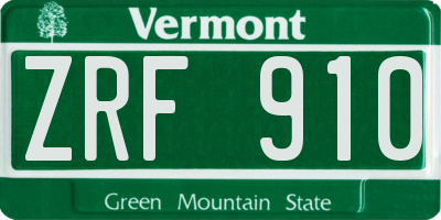 VT license plate ZRF910