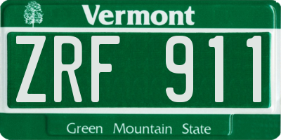 VT license plate ZRF911
