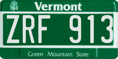 VT license plate ZRF913