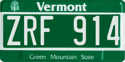 VT license plate ZRF914