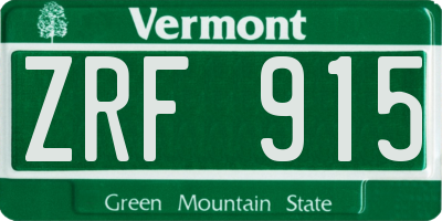 VT license plate ZRF915