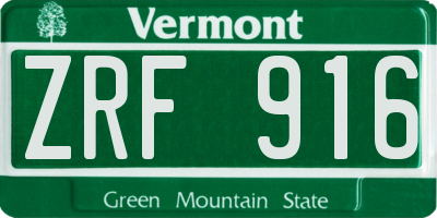 VT license plate ZRF916