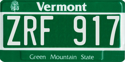 VT license plate ZRF917