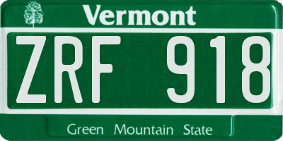 VT license plate ZRF918