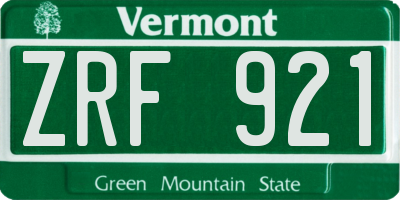 VT license plate ZRF921