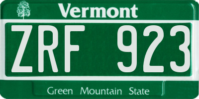 VT license plate ZRF923