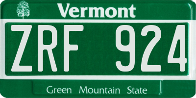 VT license plate ZRF924