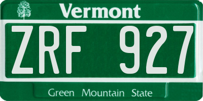 VT license plate ZRF927