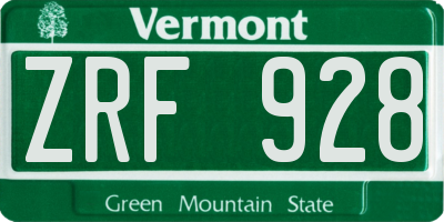 VT license plate ZRF928