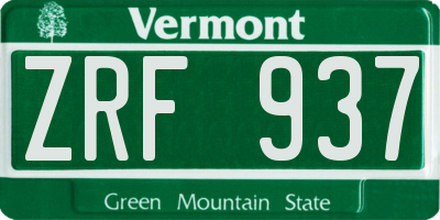 VT license plate ZRF937