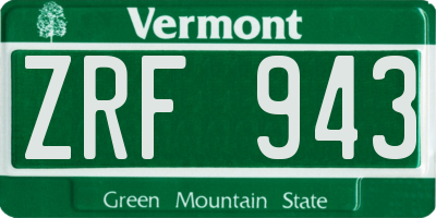 VT license plate ZRF943