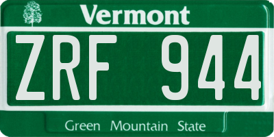 VT license plate ZRF944