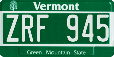 VT license plate ZRF945