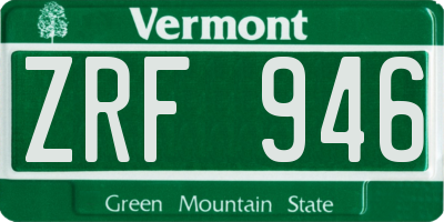 VT license plate ZRF946