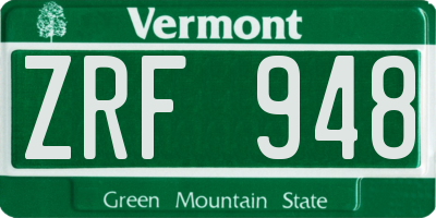 VT license plate ZRF948