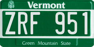 VT license plate ZRF951