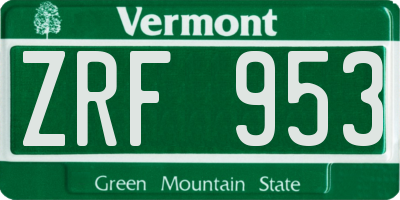 VT license plate ZRF953