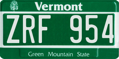 VT license plate ZRF954
