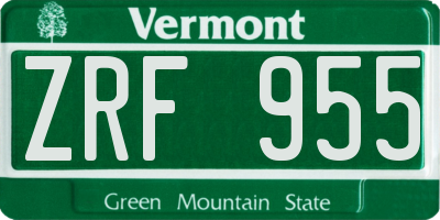 VT license plate ZRF955