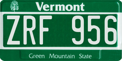 VT license plate ZRF956