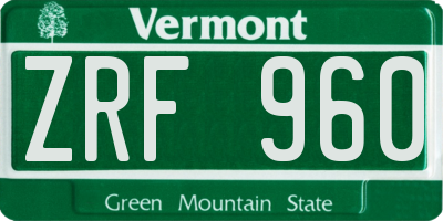 VT license plate ZRF960