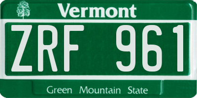 VT license plate ZRF961
