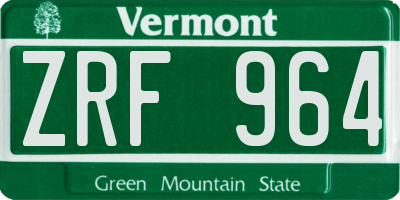 VT license plate ZRF964