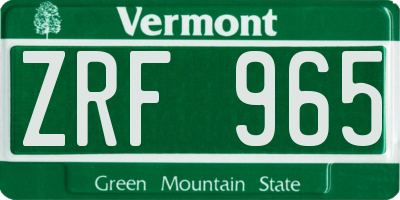 VT license plate ZRF965