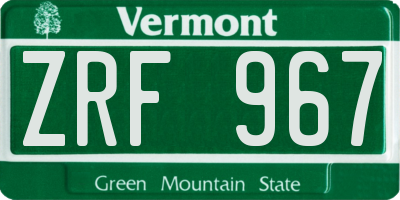 VT license plate ZRF967