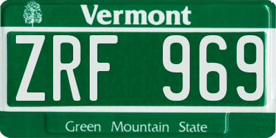VT license plate ZRF969