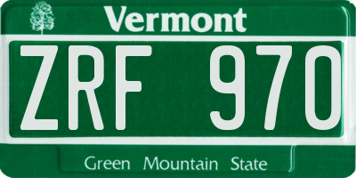 VT license plate ZRF970