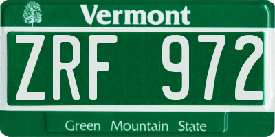 VT license plate ZRF972