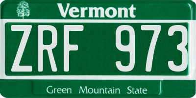 VT license plate ZRF973