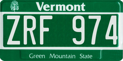 VT license plate ZRF974