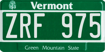 VT license plate ZRF975