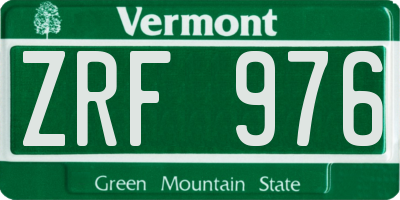 VT license plate ZRF976