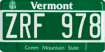 VT license plate ZRF978
