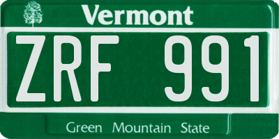 VT license plate ZRF991