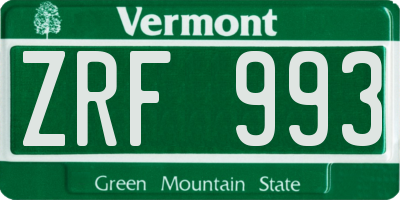VT license plate ZRF993