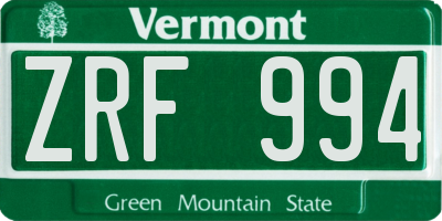 VT license plate ZRF994