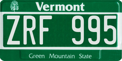 VT license plate ZRF995