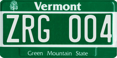VT license plate ZRG004